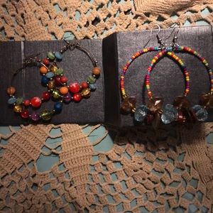 Handmade high quality beaded hoop earrings